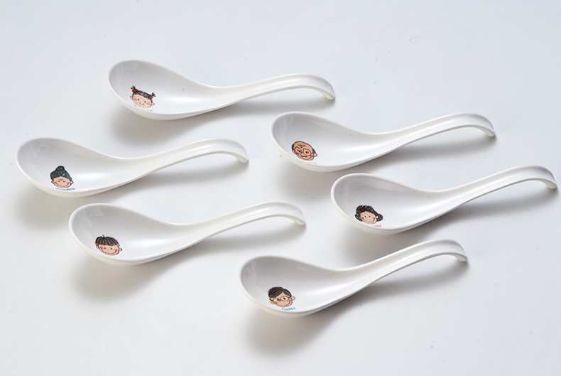 Melamine White Round Rice Soup Ramen Dessert Spoon Unbreakable Reusable Spoon Ladle