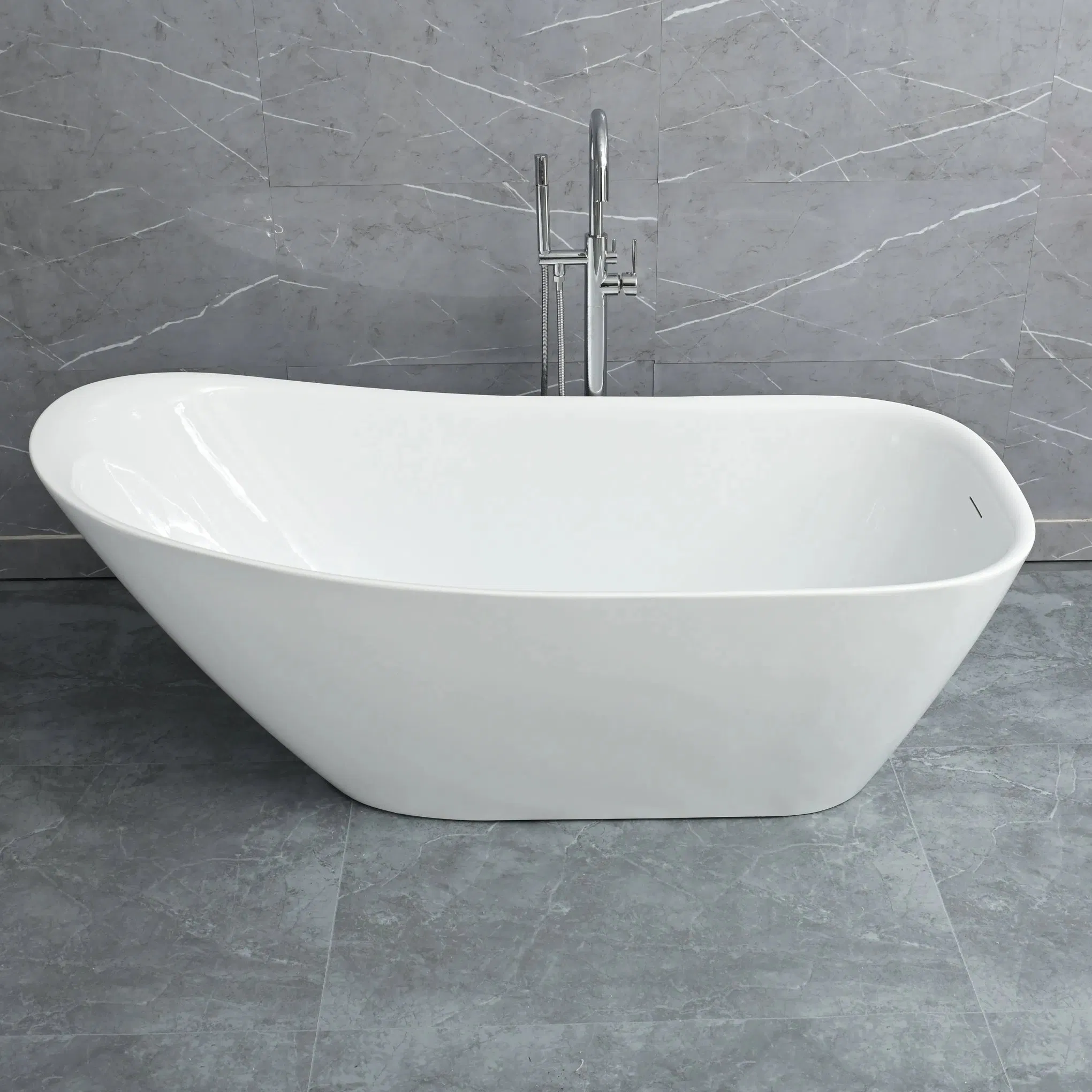 New Design Acrylic Freestanding Bathtub Contemporary Soaking Tub with Overflow and Drain