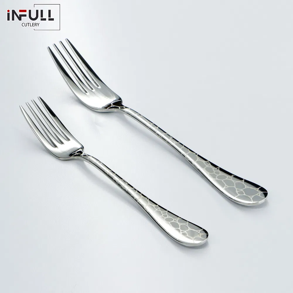 2024 Best Selling 18/8 Stainless Steel Dessert Fork with Stone Style Handle for Home/Hotel