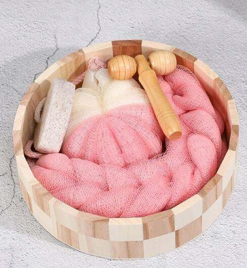 Promotional Christmas Gift Heart-Shaped Box 5PCS Bath Accessories Set/Loofah Brush/Comb/SPA Set/Female Bath Gift Set