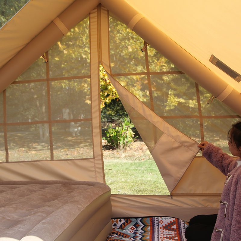 Inflatable Camping Tent, Glamping Blow up Tent with Hand Pump for All-Season, 3 Mins Easy Setup, Waterproof Tens with Mesh Window for 4-6 Person,