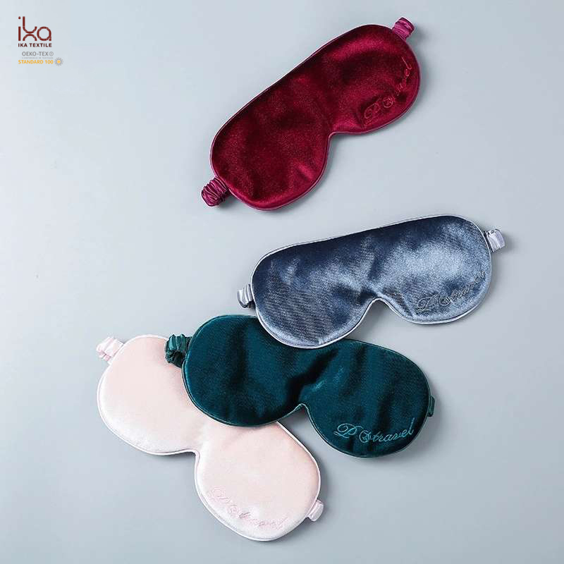 Fashion Velvet Gift Pink Purple Gold Blue Black Red Plain Travel Sleep Wholesale Silk Eye Mask with Label