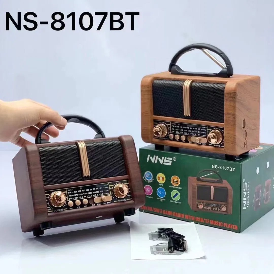 Ретро радио NS-8107BT с Bluetooth, деревянный корпус