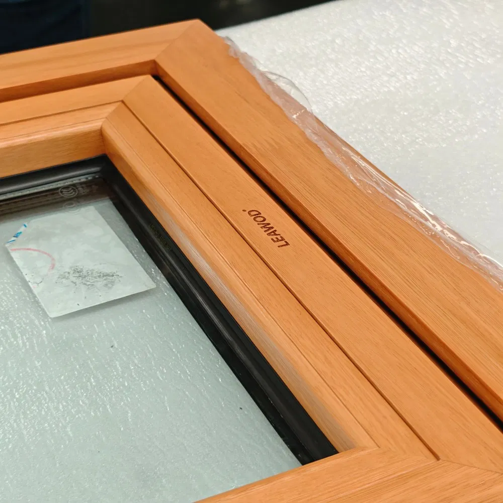 New Design Double Glass Swing Wood Wooden Aluminium Profiles French Casement Window