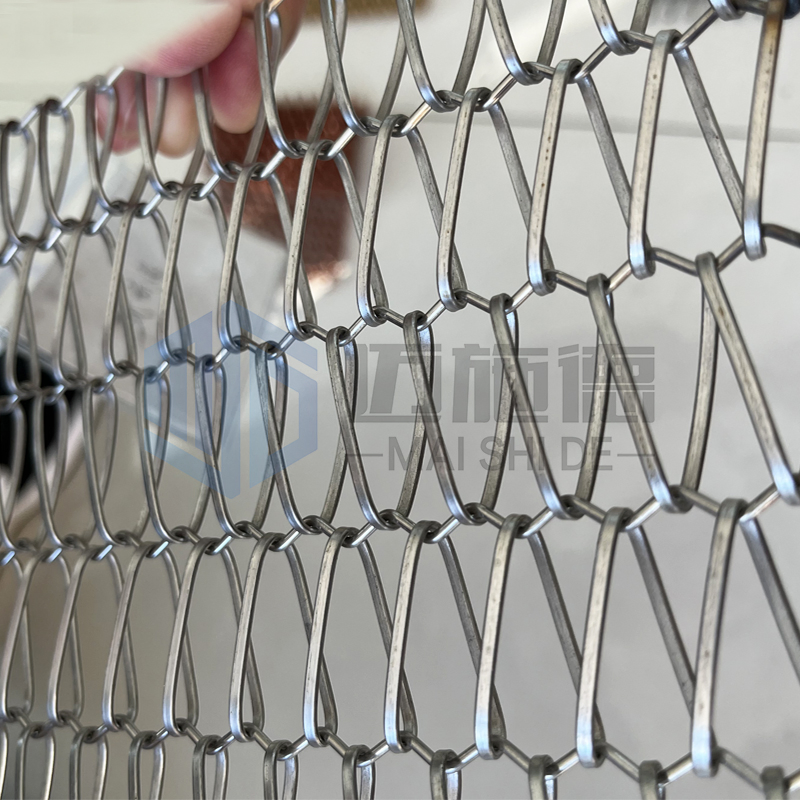 Metal Black Facade Architectural Curtain Wall Aluminium / Stainless Steel Flexible Spiral Woven Wire Mesh for Building Exterior and Interior Design