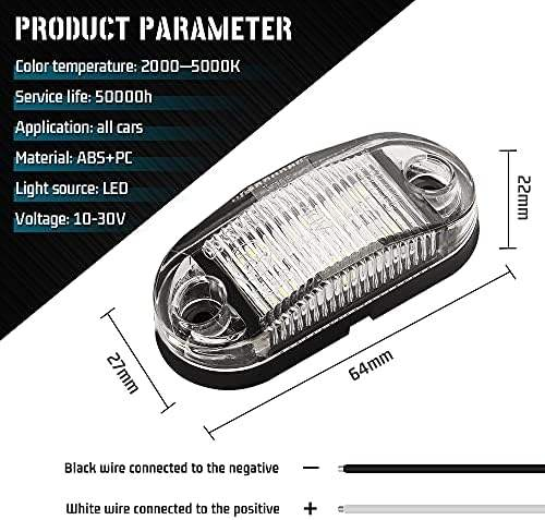 6 белых светодиодных боковых габаритов T-Bull 12-30V