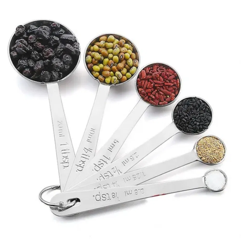 Best Metal Measuring Teaspoons Stainless Steel Measuring Spoons Hard Set of 6 (0.6ml, 1.25ml, 2.5ml, 5ml, 7.5ml, 15ml) Kw0010_1