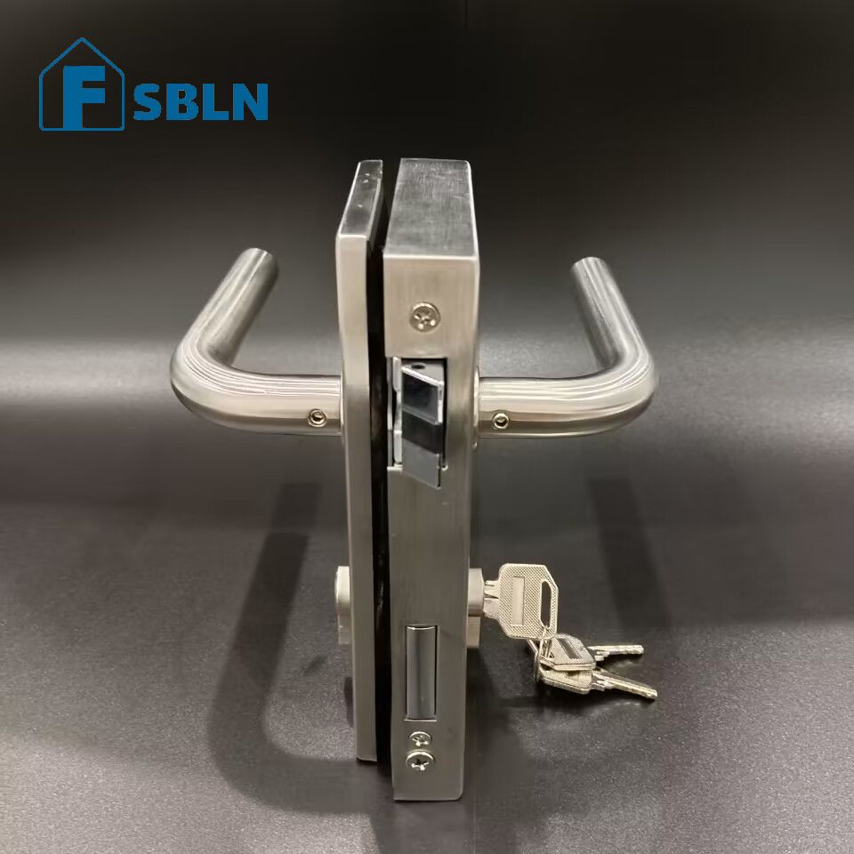 Bln Hot Sale Office Stainless Steel Swing Glass Door Lock Handle with Stain Finish