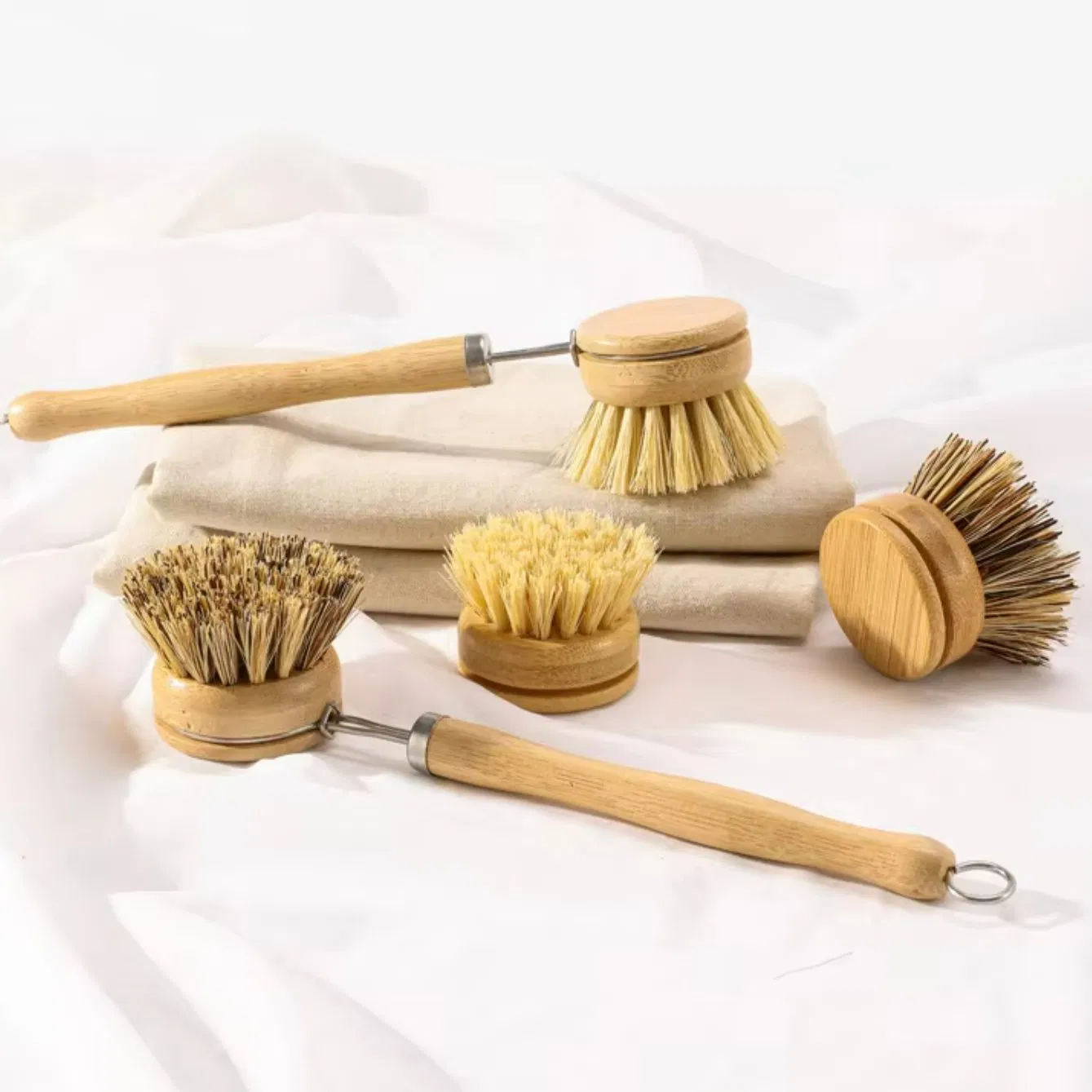 All-Natural Long-Handled Sisal Bristles Cleaning Brush for Kitchen