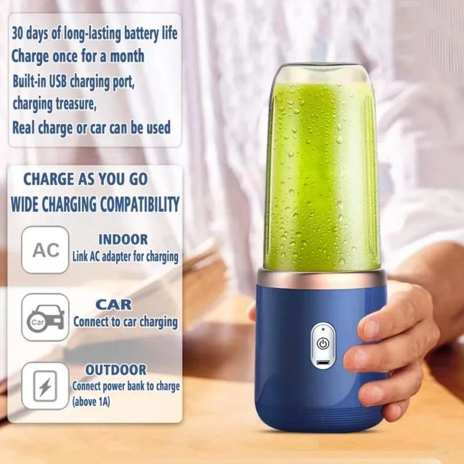 New Juicer, Portable Wireless USB Charging, Juice Blender Cup for Home and Office Use, Multi-Functional Fruit and Vegetable Juicing
