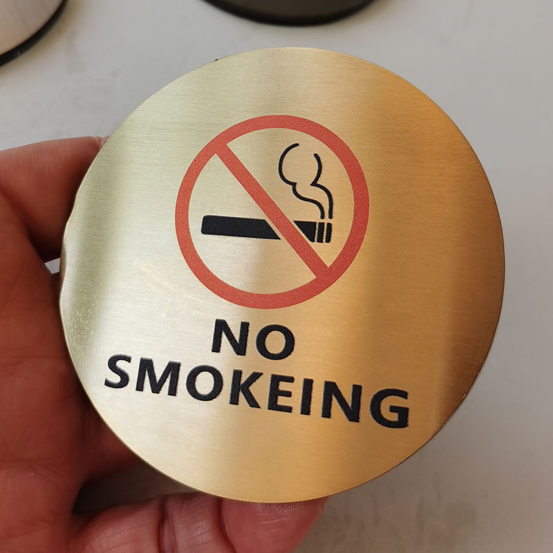 Round Stainless Steel No Smoking Sign for Office