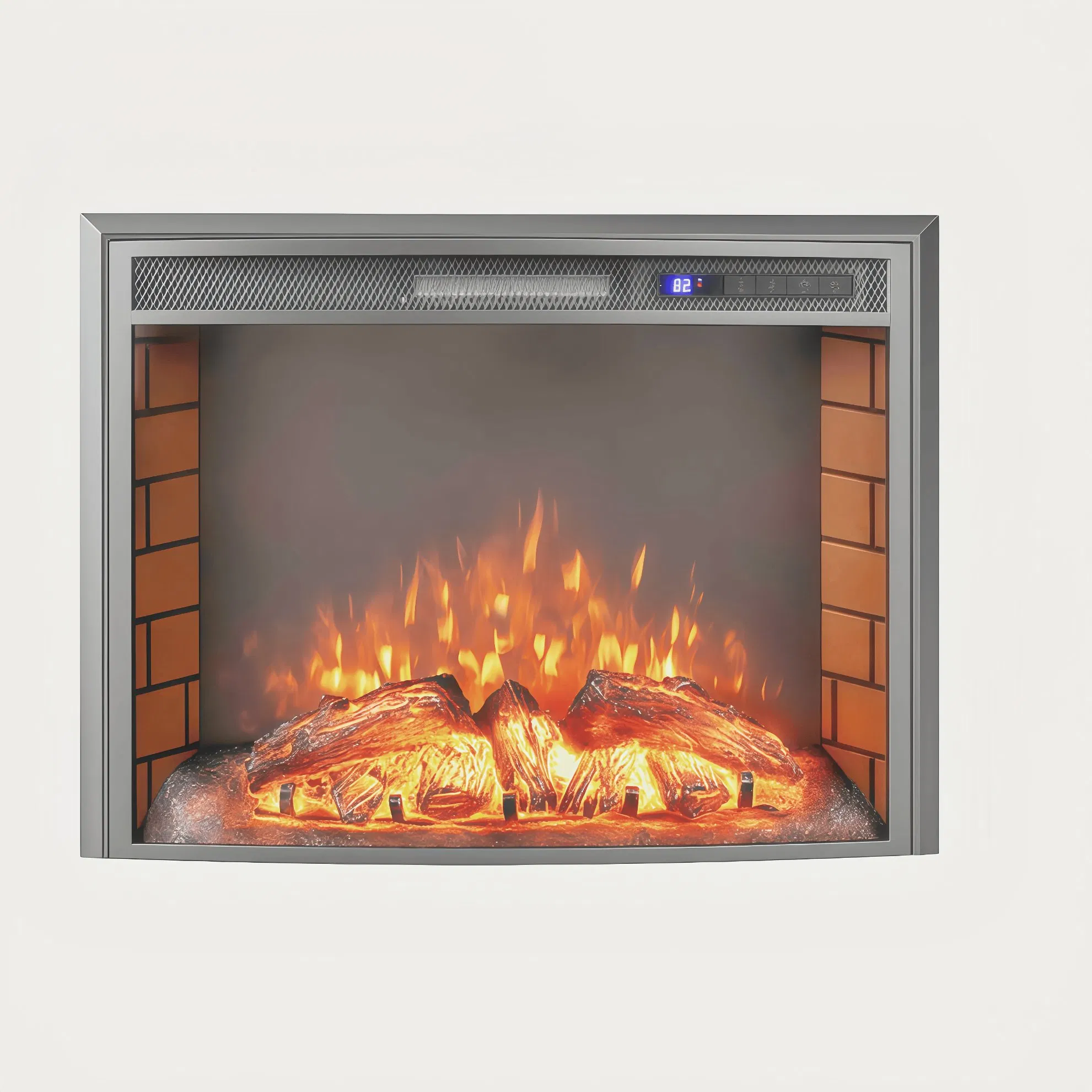 Electric Fireplace Heater with Realistic Flames, Adjustable Ember Bed, Remote Control