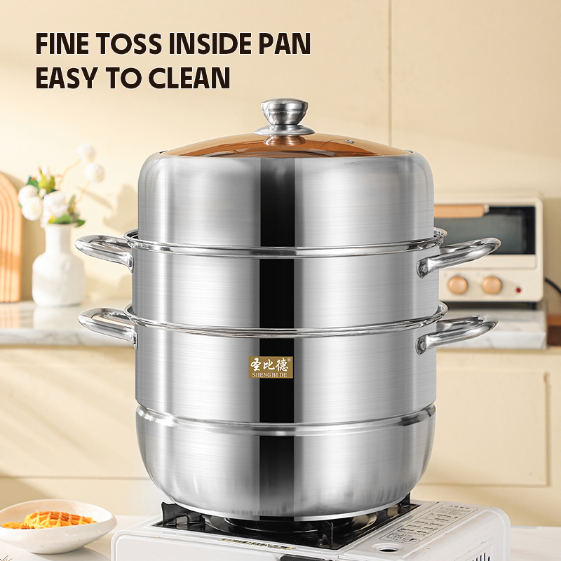 High Performance 3-Tier Energy Saving Time Saving Home Kitchen Steamer