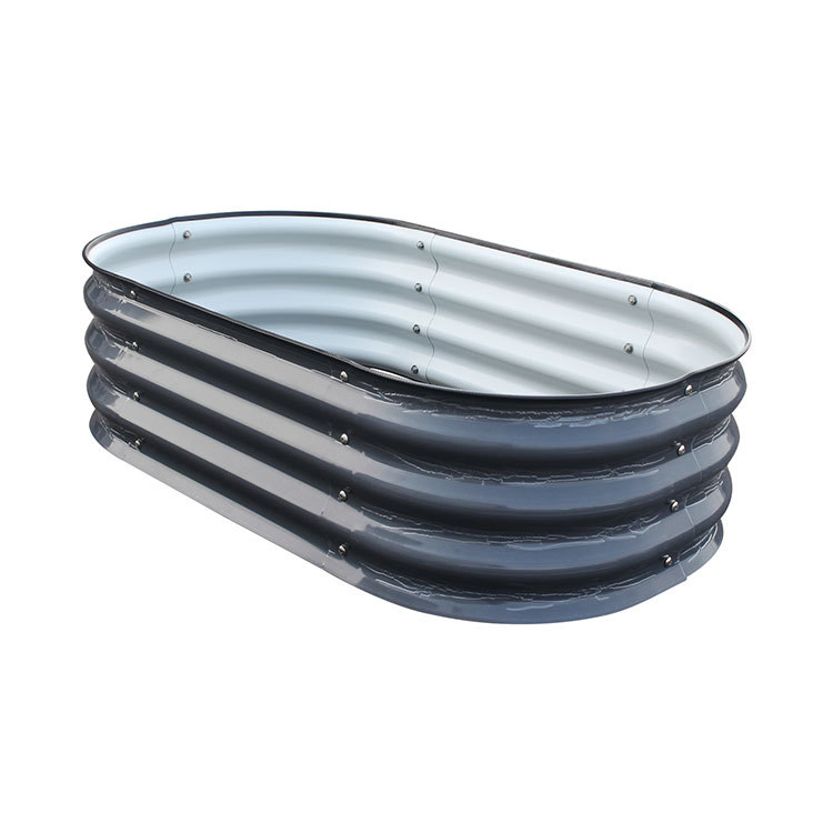 Высокая круглая грядка из гофрированного металла, белая