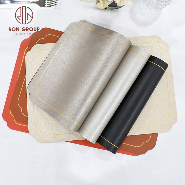 Restaurant Banquet Double Reversible Rectangle PU Leather Elegant Placemat