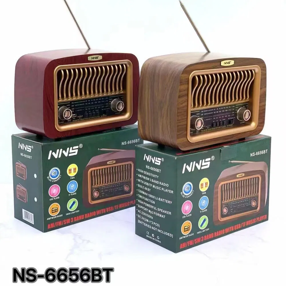 Радио NS-6656BT с Bluetooth, деревянный корпус