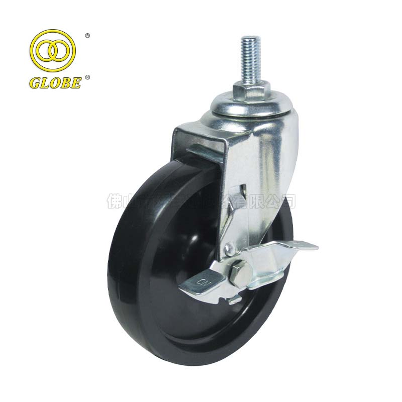 60-100kgs Shopping Cart Supermarket Fixed Caster PU Trolley Wheel