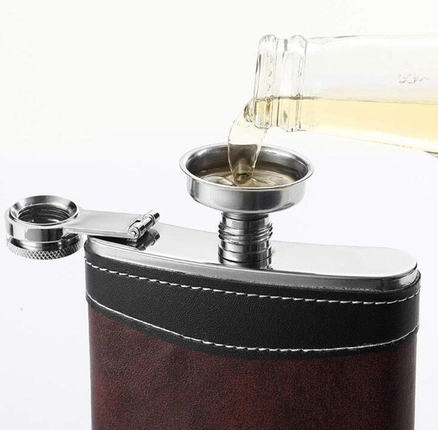 1 Pack 8 Oz Soft Touch Leather Wrap Hip Flask for Liquor