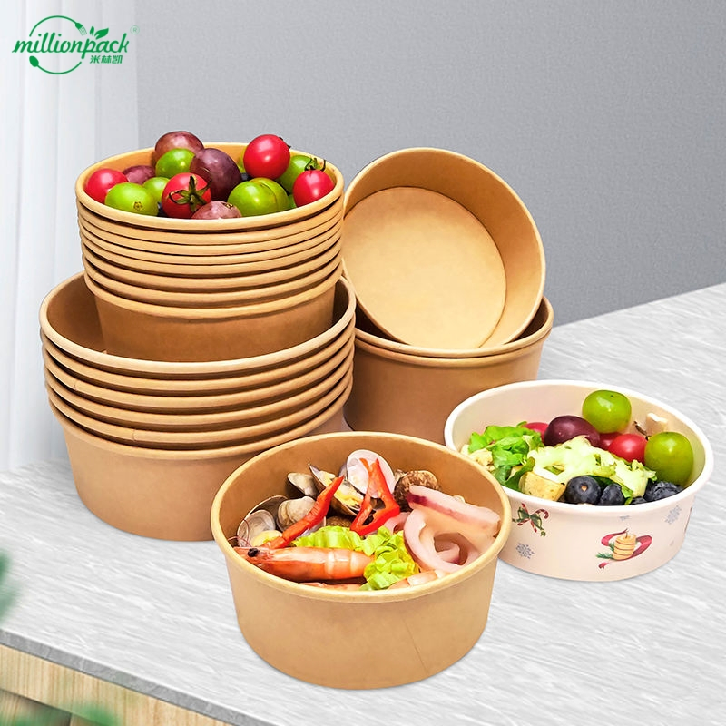 Double Wall Paper Salad Bowl with Insulated Design for Cold Foods