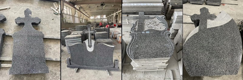 Elegant Customized Black Granite Double Heart Tombstone Memorial