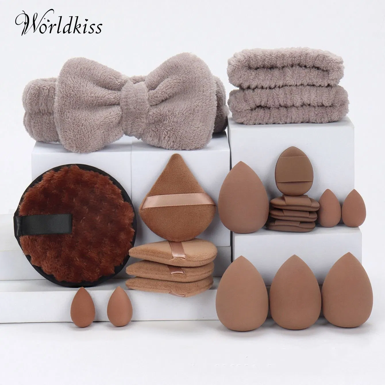 Makeup Tool Set: Powder Puff, Coral Fleece Hair Band