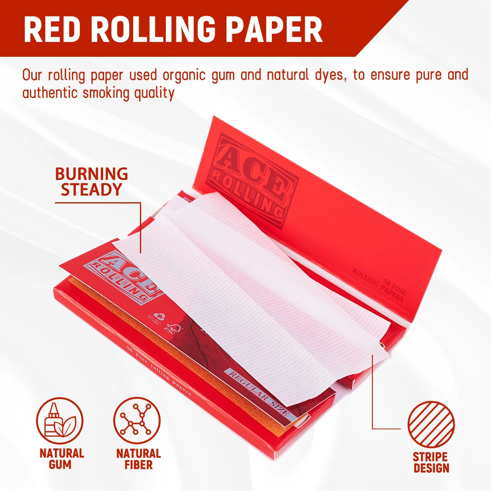 Smoking Paper Rolling Paper 100% Natural Gum 18g Slow Burning