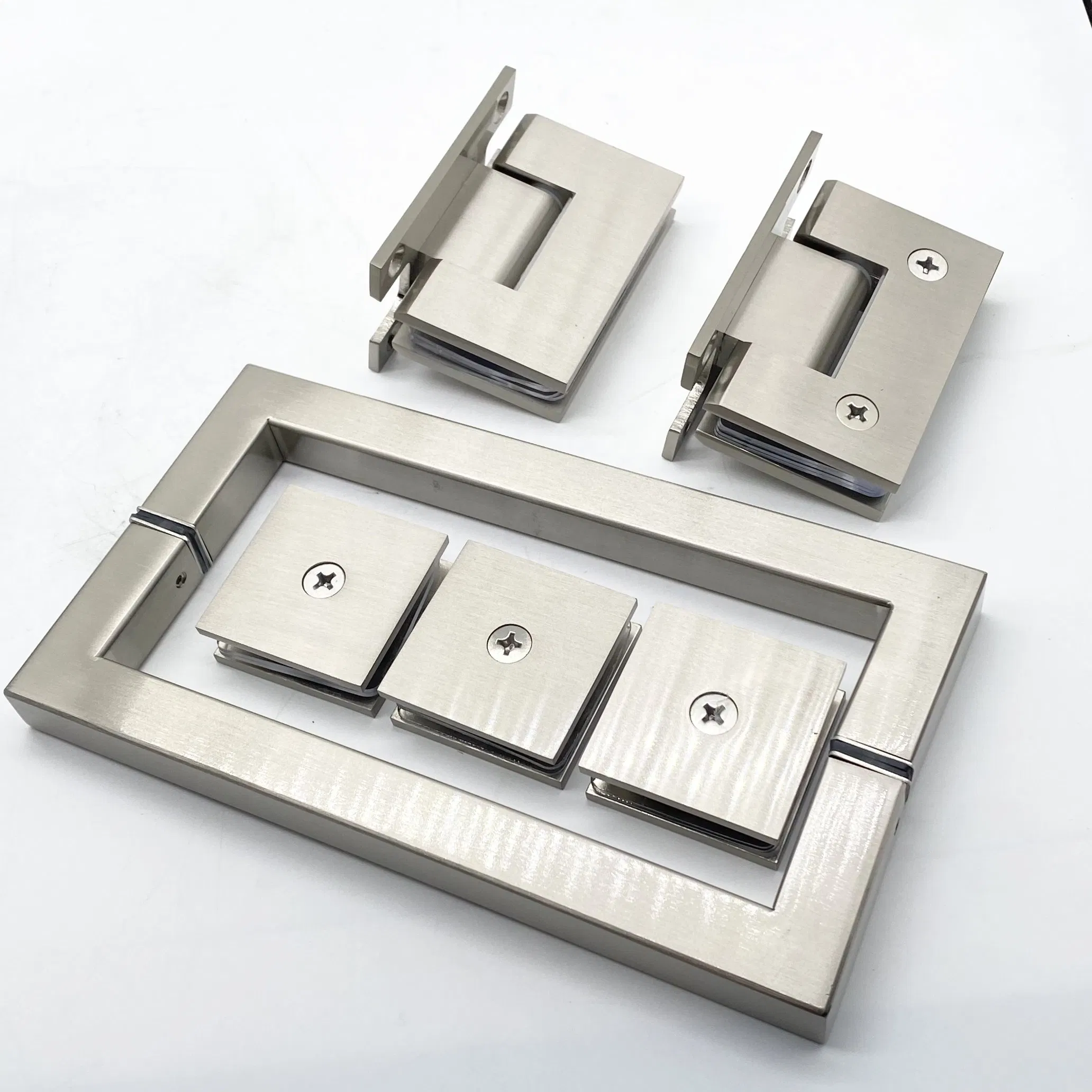 H Plate Shower Hinge U Bracket Shower Door Whole Kit in Brushed Nickel