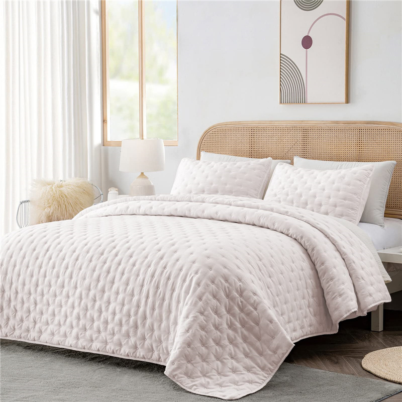 All Seasons 3 Pieces Cotton Quilt Set King Soft Lightweight Bedspreads & Coverlets with Pillow Shams