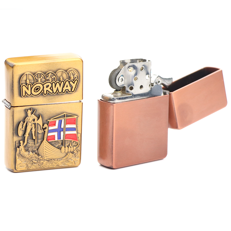 Wholesale Custom Logo Norway Souvenir Metal Lighter Cigarette Kerosene Lighter