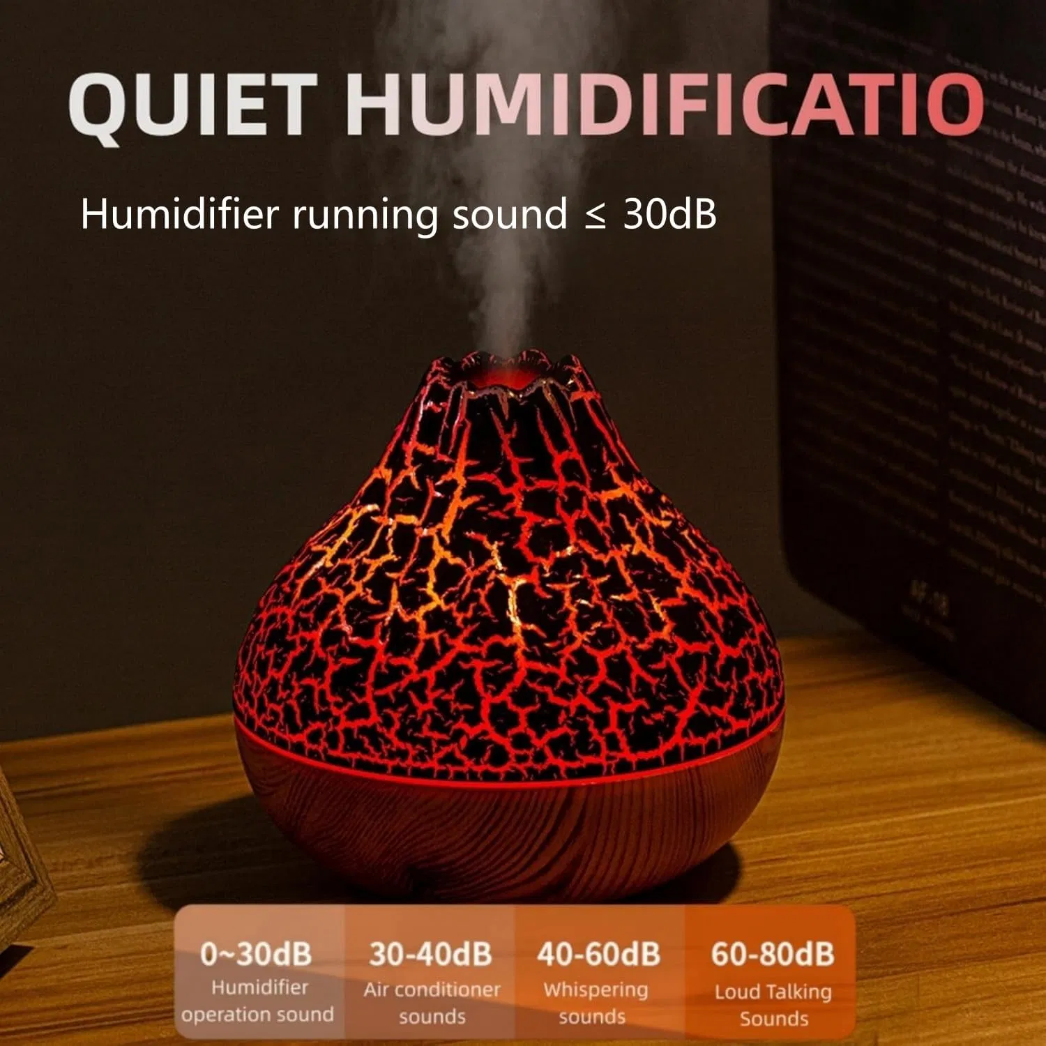 New Air Humidifier Diffuser Cool USB Aroma Diffuser 300ml Wood Grain Essential Oil Atomizer Volcano Aroma Diffuser for Home