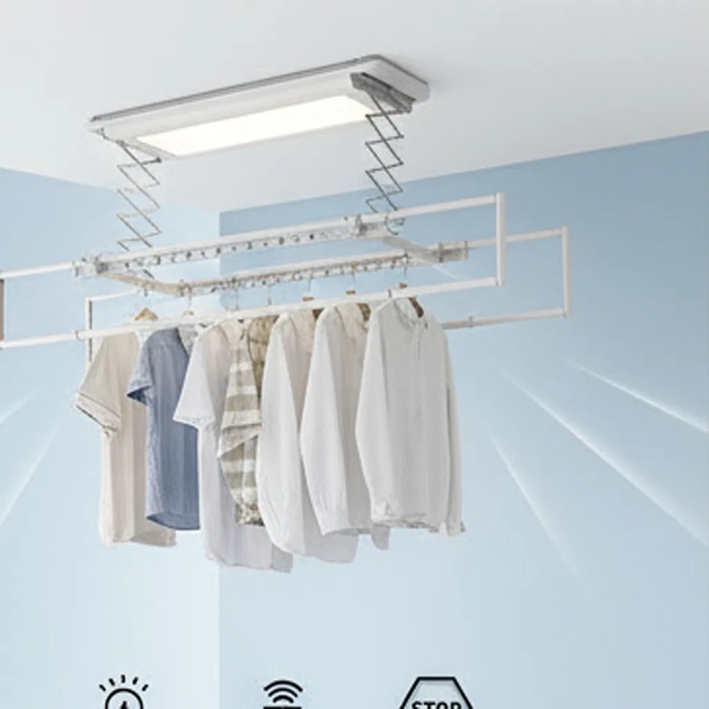 Smart Laundry Supplies Intelligent Automatic Foldable Electric Dryer Remote Control Ceiling Hanger