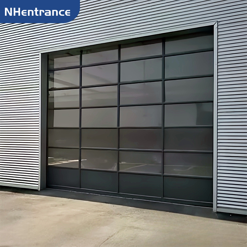 Custom Industrial Garage Gate with Insulated Panels and Modern Design Glass Garage Door