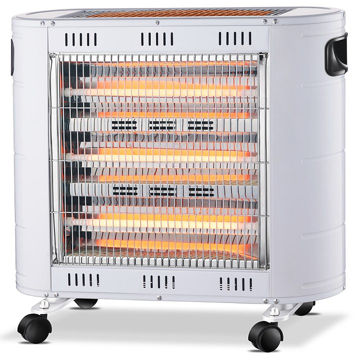 Mobile Electric Infrared Heater with Wheels - Multi-Tube Stainless Steel Space Heater for Large Area Heating