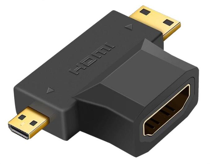 HDMI Female to Mini HDMI Male+Micro HDMI Male Adaptor