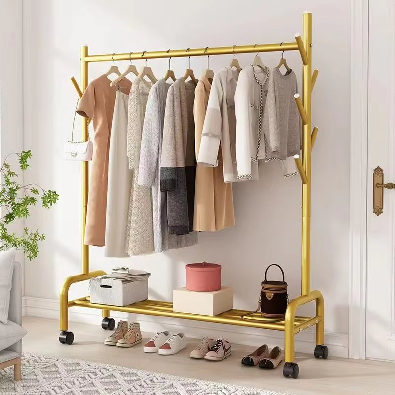 Stylish Black and White Gold Coat Rack with Shoe Storage