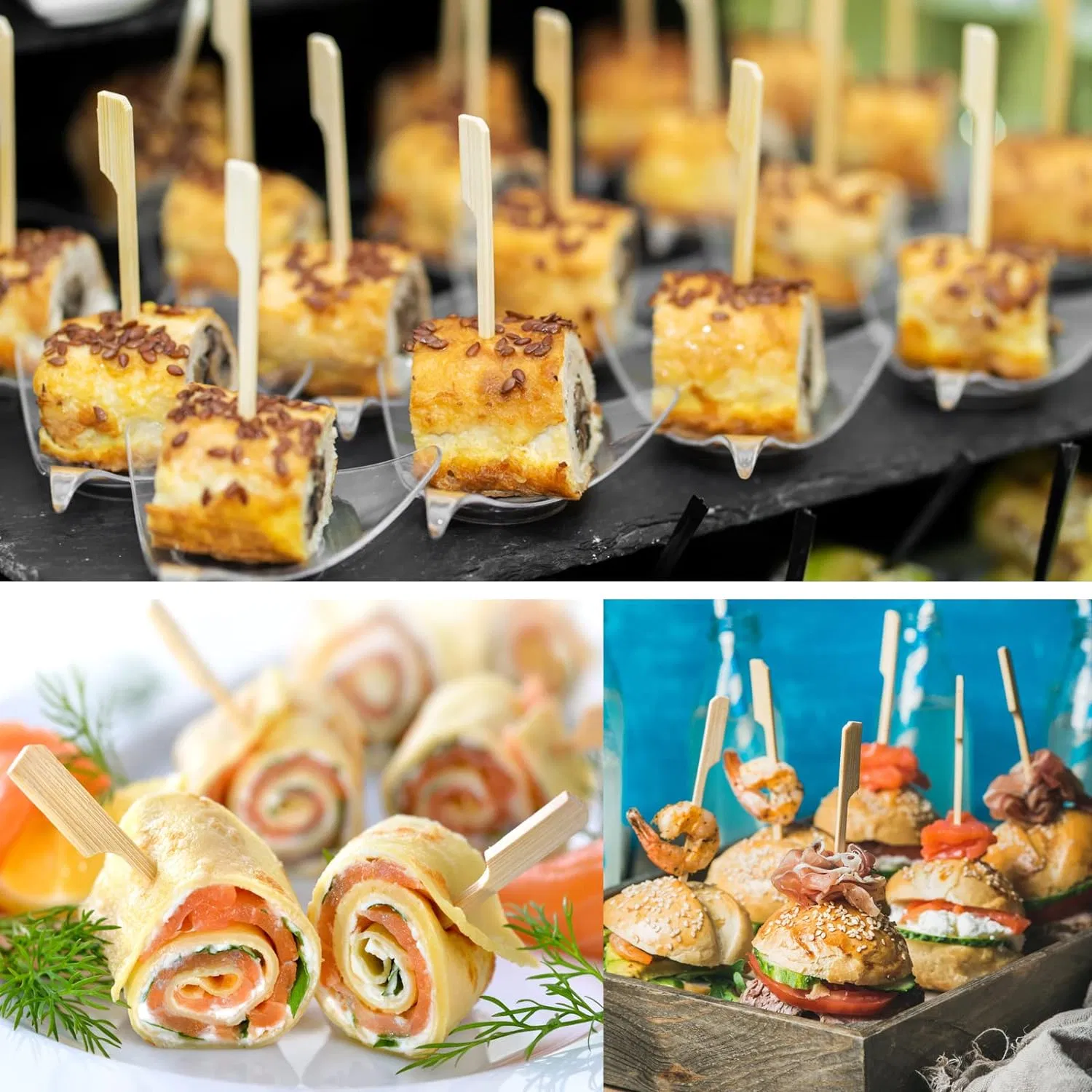 Catering Bamboo Logo Branded 18cm Bamboo Teppo Paddle Skewer Barbecue Souvlaki Skewer