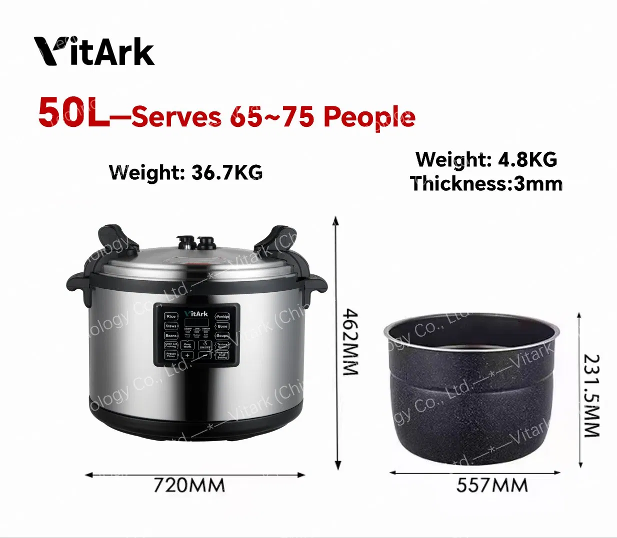 Commercial Electric Pressure Cooker 50 L, Specifically Designed for Chain Catering, Ensures Stable Meal Output with Programmable Timers and Easy Cleaning.