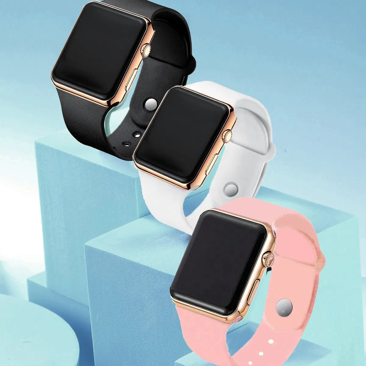 Couple Gift Watch Set Large Square Silicone Teenager