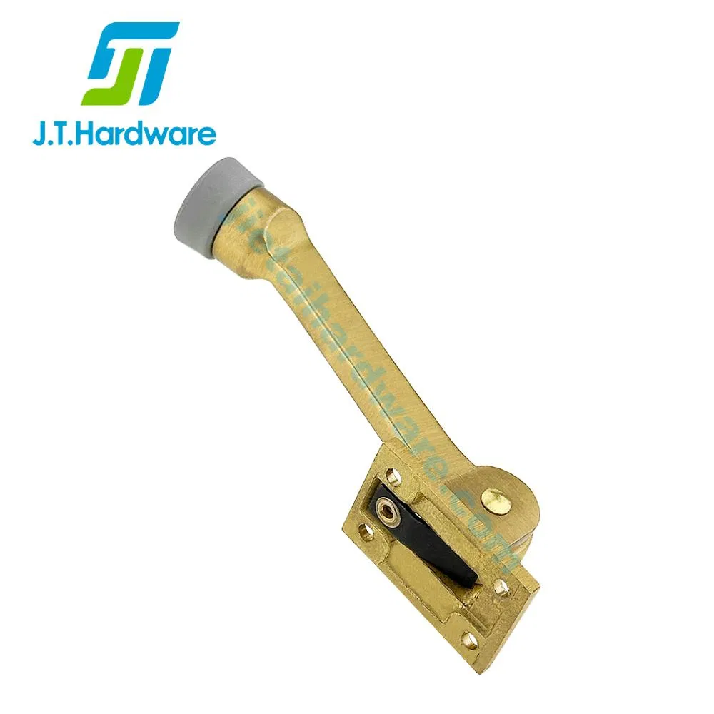 Jthardware Kick-Down Heavy Rubber Tip Gold Brass Door Stoppe Holder for Metal Door