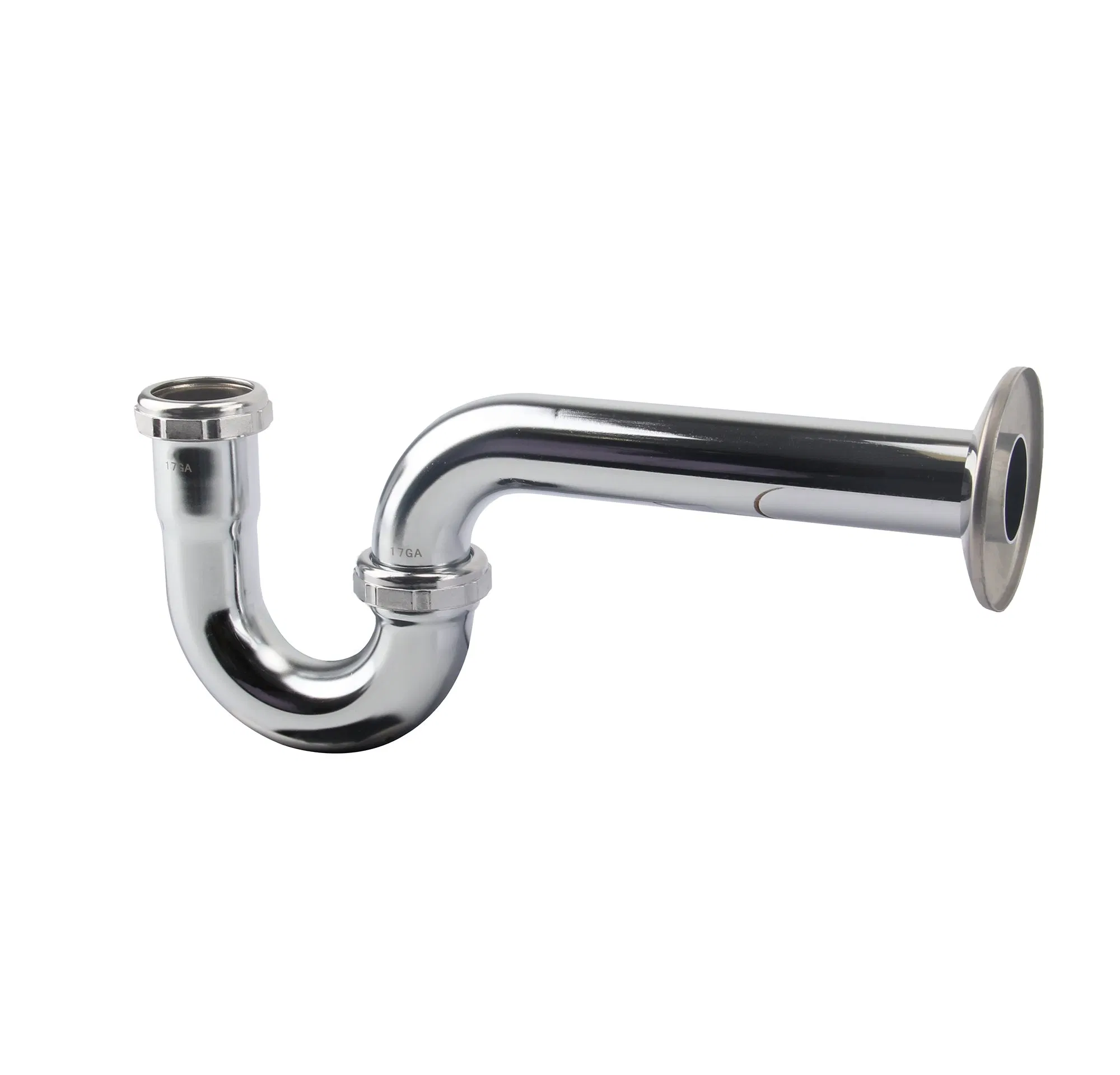 1-1/4'' Kitchen Sink Chrome Brass P-Trap Without Cleanout, 17ga