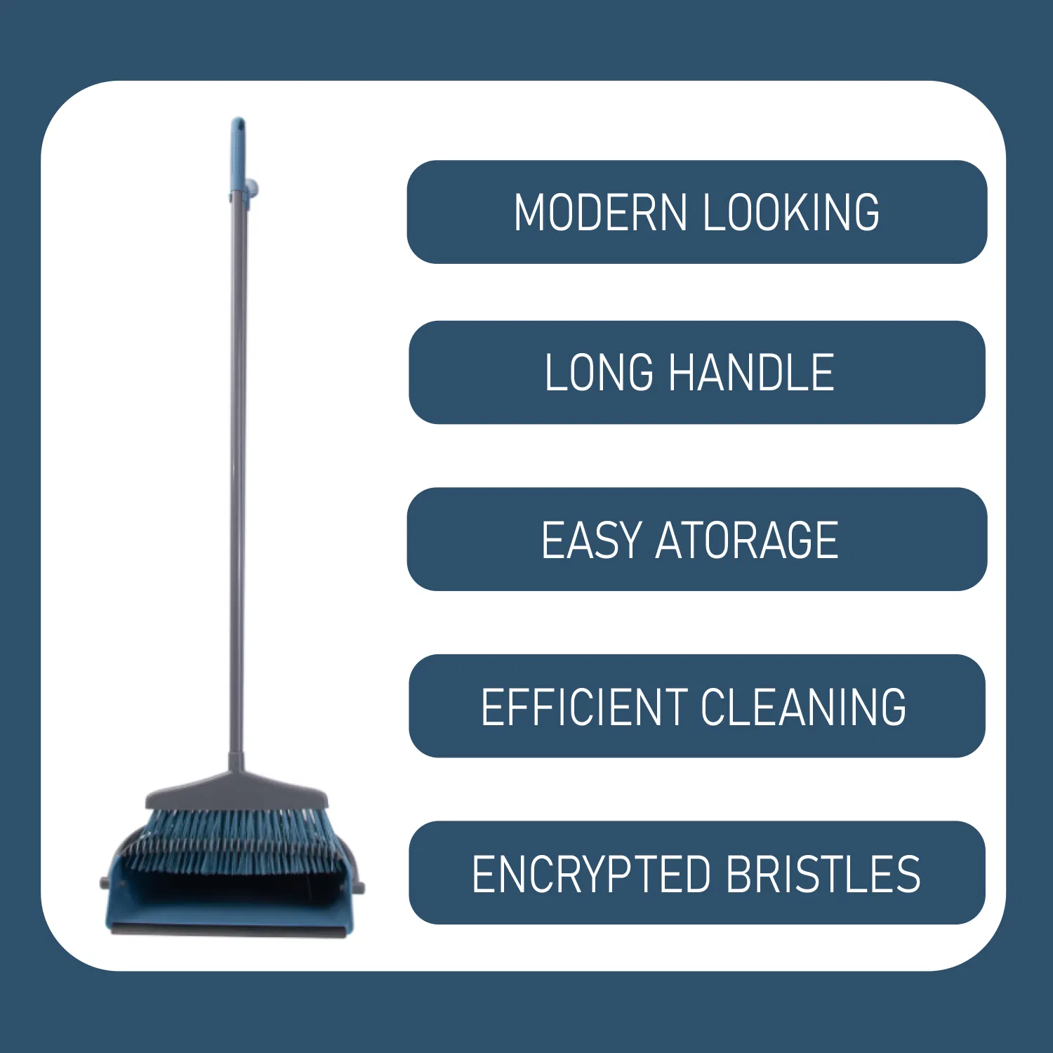 Household Cleaning Tools Folding Plastic Broom and Dustpan Sets Blue