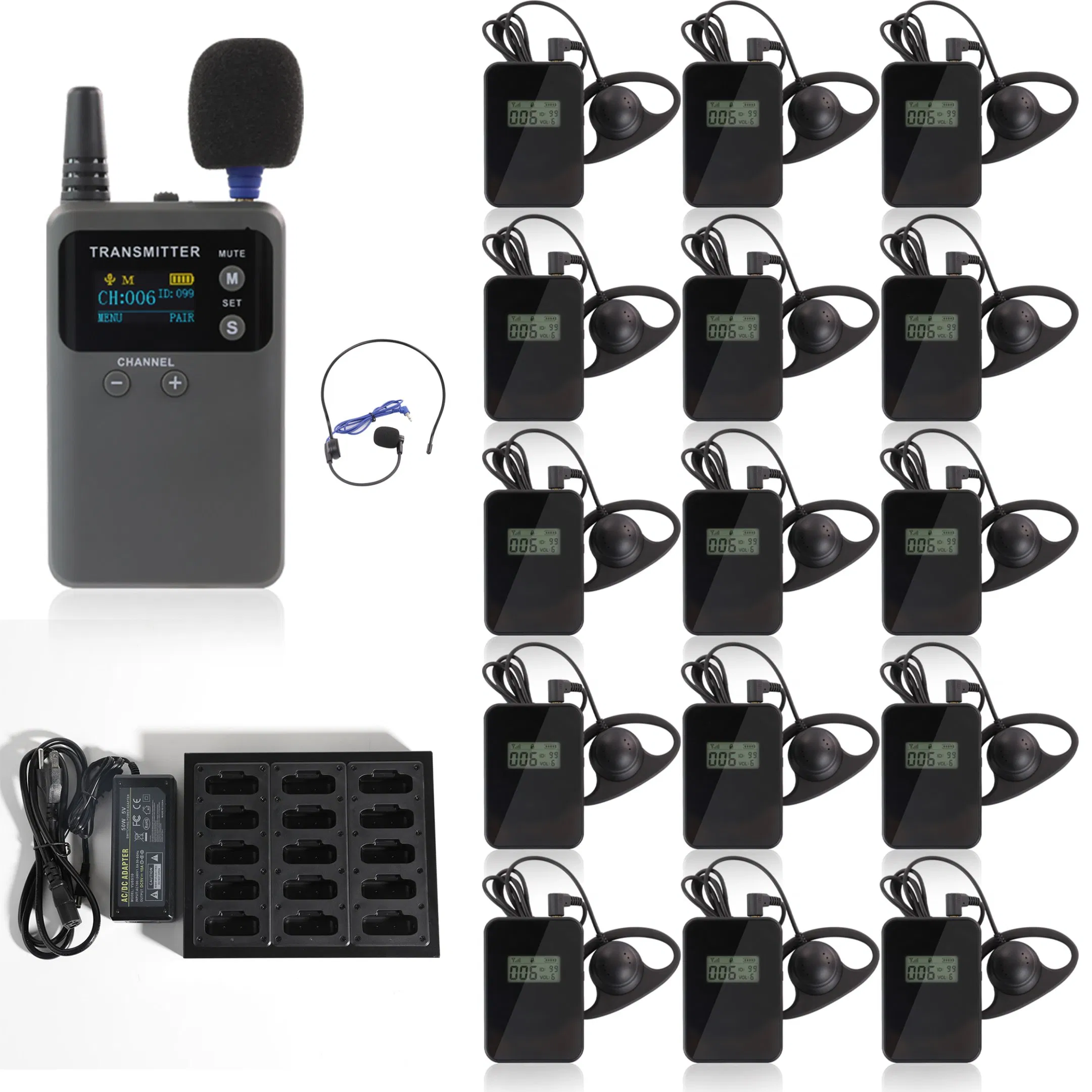 Беспроводная аудиогид-система 2.4G, 999 каналов, тип-C