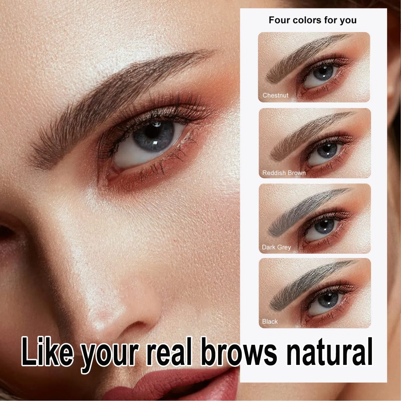 Best Waterproof Long Lasting Black Brow Eyebrow Pencil 4-Fork-Tip Wholesale Cosmetics