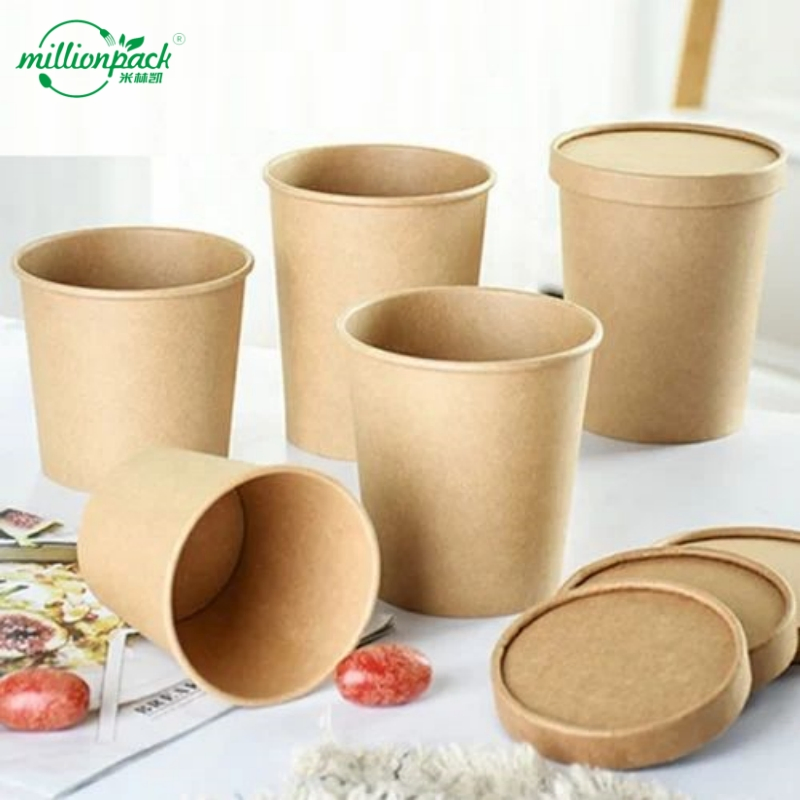 Insulated Kraft Paper Soup Bowl for Temperature Maintenance Delivery