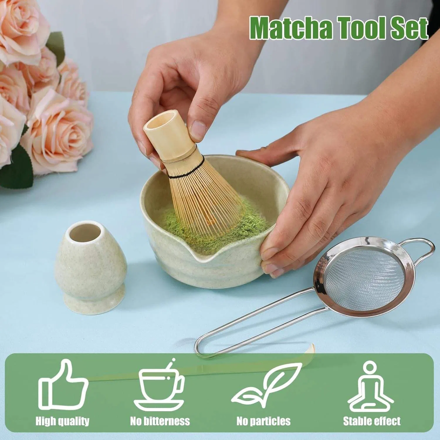 Customised Bamboo Whisk Ceramic Chasen Whisk Matcha Bowl Tool Kits Bow