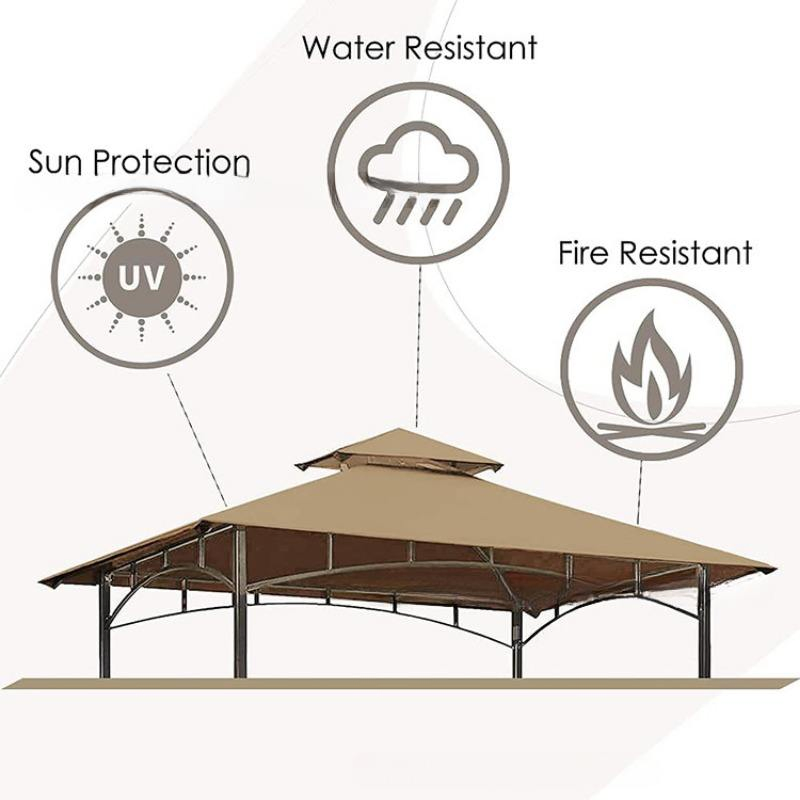 Great Quality High-Strength PVC Sun Cover Gazebo Replacement Top Weather-Resistant Outdoor Canopy