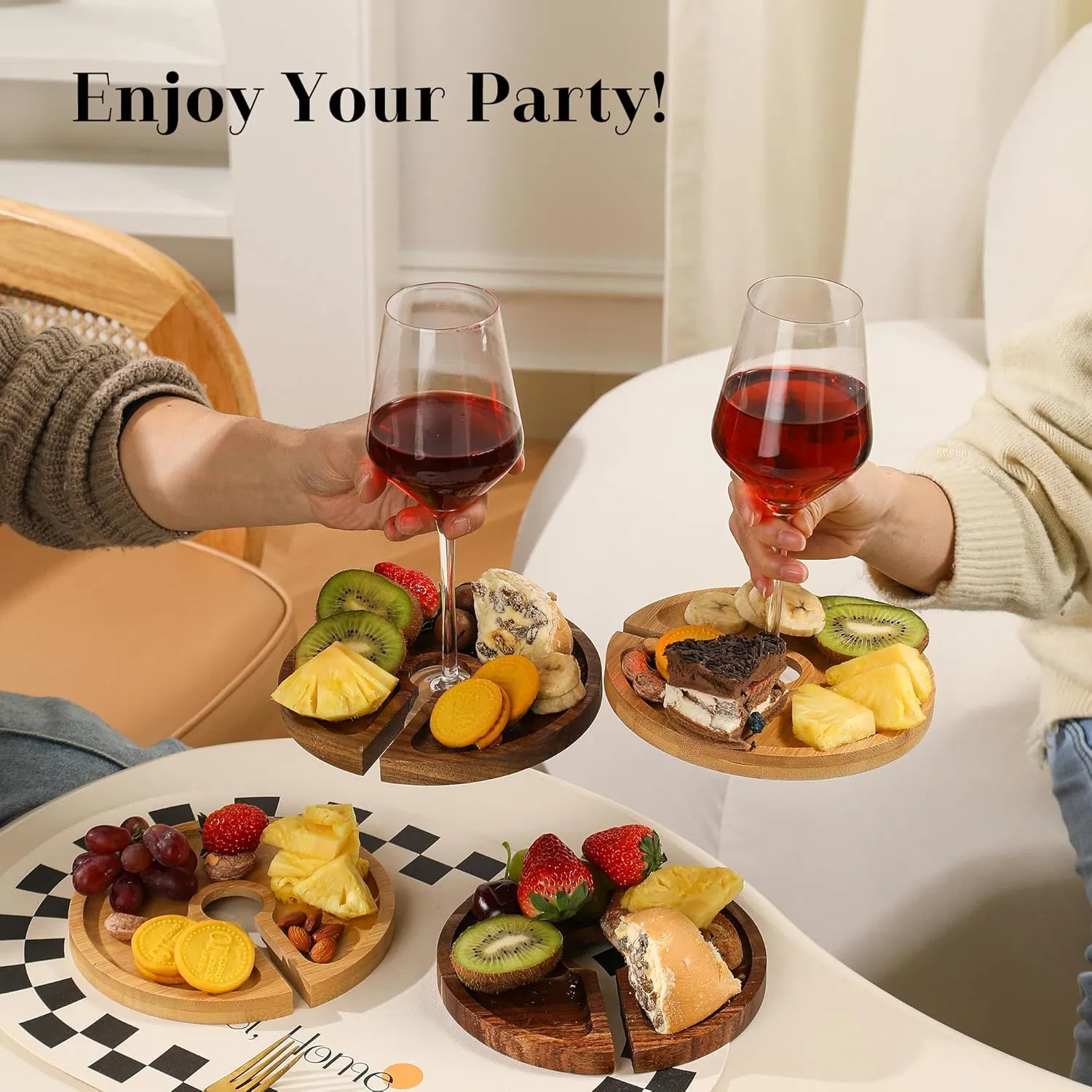 2-in-1 Mini Charcuterie Board with Wine Glass Topper