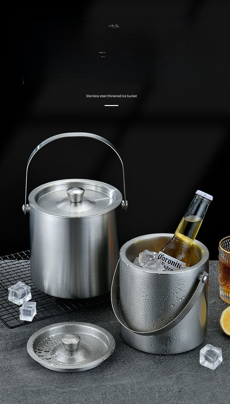 Portable Stainless Steel Ice Barrel Champagne Beer Wine Bucket