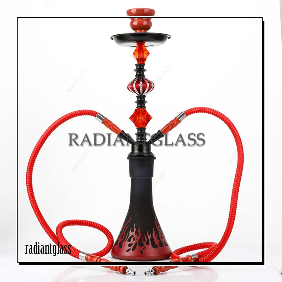 Hot Sale Flame Shape Hookah Set Medium Hookah Double Shisha Barrel Set Water Pipe