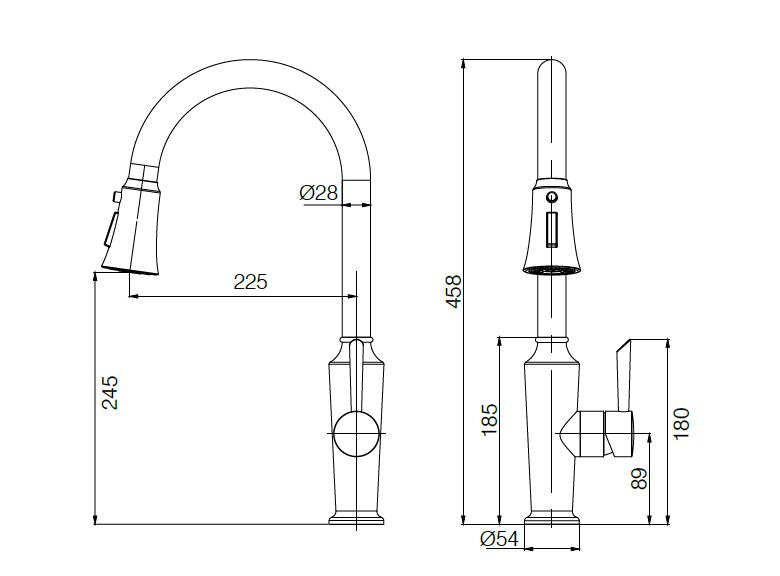 Pull Down Kitchen Sink Mixer Made by 304 Stainless Steel